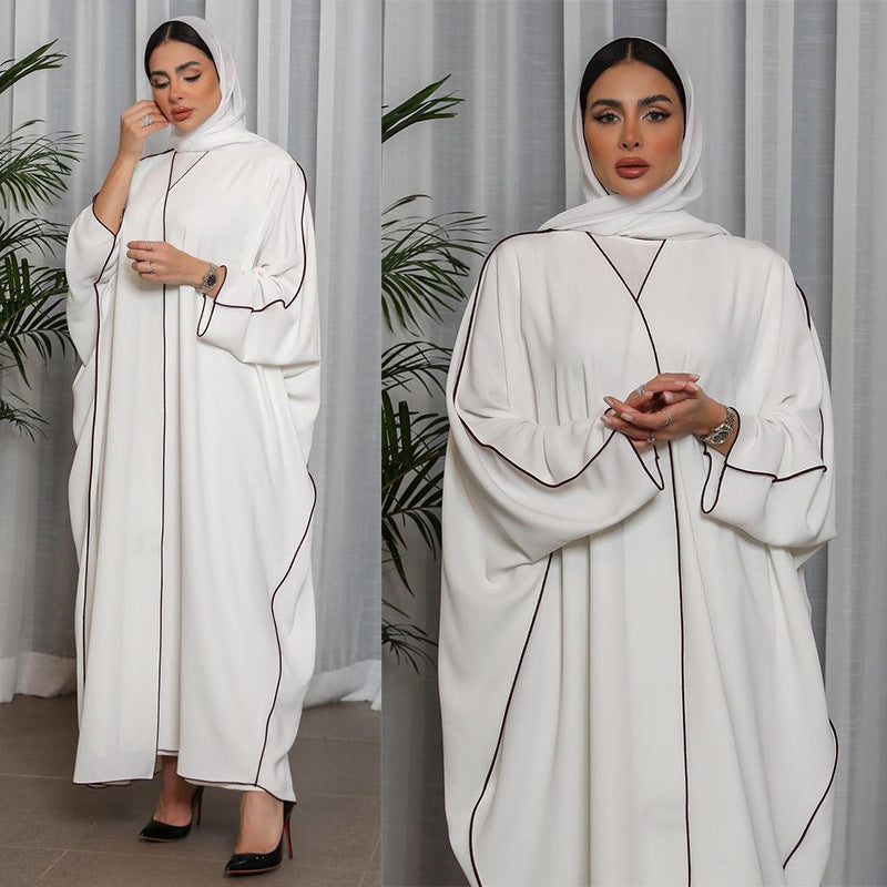 White Patchwork Abaya Robe