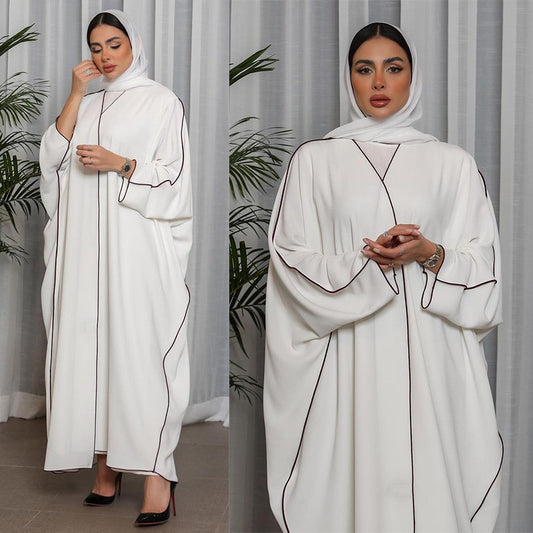 White Patchwork Abaya Robe